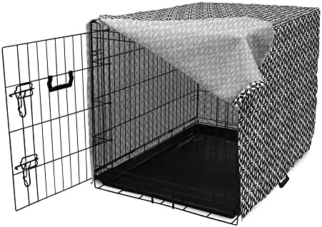 Foldout Черно-бял Калъф за клетка за кучета, Цъфтящи Цветя в ориенталски стил, Монохромен Режим, Лесен за Употреба Калъф за