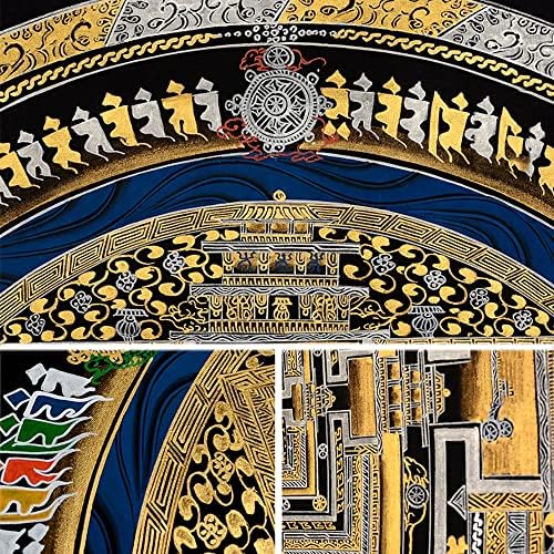 Картини ZCBYBT, ръчно рисувани, черен и златен дворец Тханка, Непалски триизмерни модели ръчно рисувани (като платно,