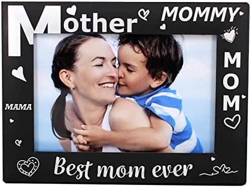 LEADEX Подарък За мама за Деня На майката Фоторамка най-Добрата Майка Някога, Черен Метал С Гравиран 4 на 6 Инча По Хоризонтала