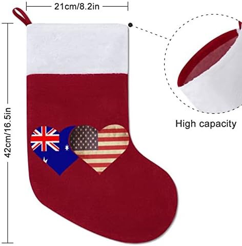 Коледни Чорапи с Австралийския и Американския Флаг, Класически Висящи Украшения, Бял Маншет, Чанта за шоколадови Бонбони, Украса