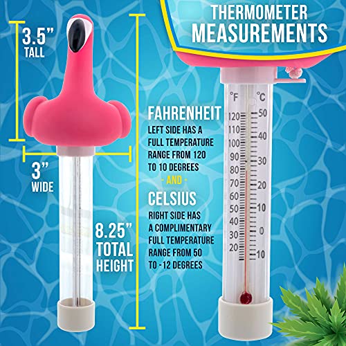 Плаващ Термометър Flamingo, доставени в САЩ за басейни - Лесно за четене температурен дисплей, който измерва