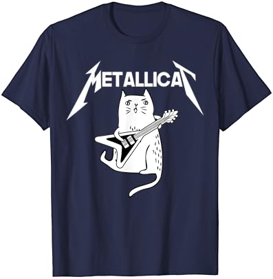 На Китара В Рок Група Mettalicat, Забавна Тениска С Коледен Подарък