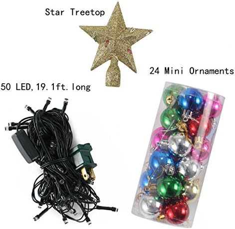 20-инчовият Настолен комплект за мини елхи с прозрачни led крушки, Изкуствена мини-Коледна Елха със Звездна