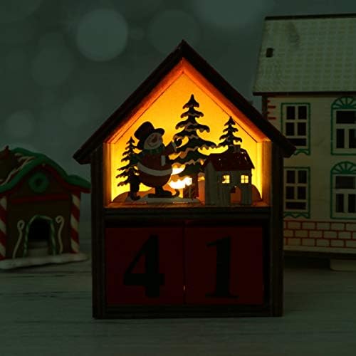 Amosfun Декор на Работния Плот Дървена Коледен Адвент-Календар Снежен човек Нажежен Вечен Календар за Обратно Броене Блок