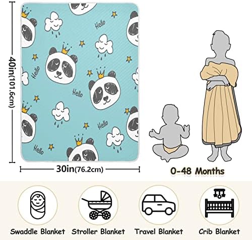 Пеленальное Одеяло с Пандой и Корона, Памучно Одеало за Бебета, Като Юрган, Леко Меко Пеленальное одеало