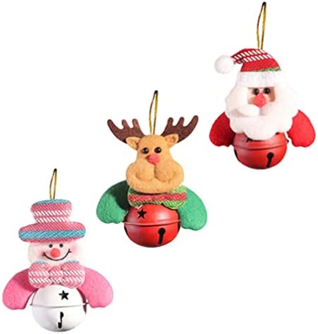 Kisangel Коледен Декор Коледни Плюшени Кукли: Метални Висящи Звънчета с Дядо Снеговиком 3шт Коледно Дърво, Коледни Звънчета