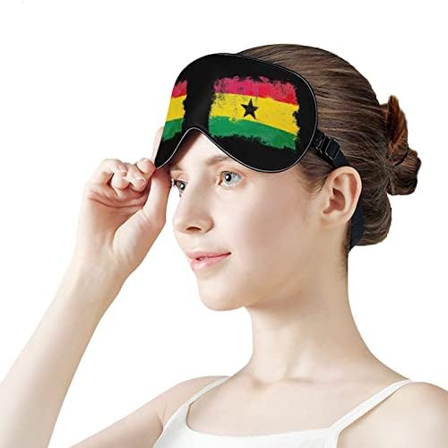Гръндж Флаг Гана Маска За Сън Мека Превръзка На Очите Портативна Маска за Очи с Регулируема Каишка за Мъже Жени