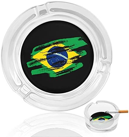 Ретро Бразилски Флаг Стъклен Пепелник Кръг Титуляр за Пепел Калъф Пепелник за Домашен интериор Маса в Хотела