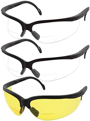 grinderPUNCH 3 Двойки Комбинирани бифокальных Защитни очила За четене - Различни цветове С Прозрачни черно-жълти лещи