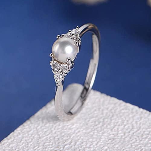 Комплект пръстени за пръстите, женски пръстен с перли, инкрустированное диаманти, стилен пръстен, годежен пръстен, комплект