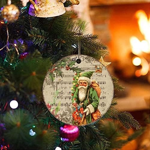 Коледни Украси В Памет На Ретро Дядо Коледа Керамични Украшение На Подаръци, Декорация На Музикална Нота Коледно