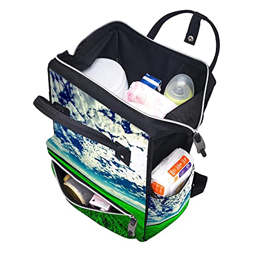 Чанти-тоут за памперси Облак и морава, раница за мама, чанта за пелени с голям капацитет, пътна чанта за грижа за детето