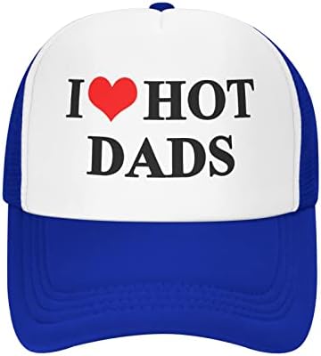 I Love Heart Hot Dads Шапка Унисекс За Възрастни Шапки шофьор на камион Регулируема Шапка за Възрастни Класически Рибарски