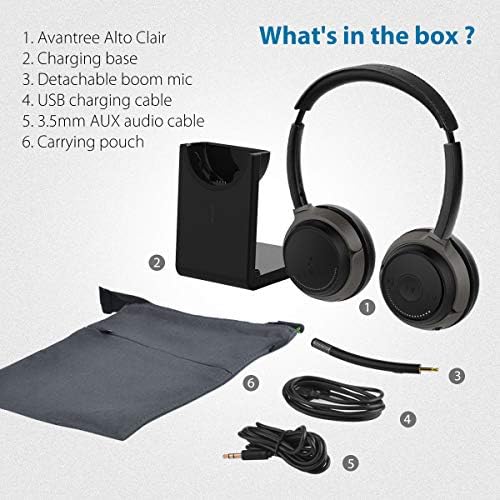 Слушалки Avantree Bluetooth 5,0 с микрофон за компютър, преносим КОМПЮТЪР, музикален звук aptX HD, безжични слушалки