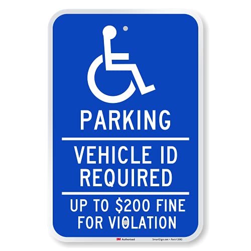 Знак SmartSign Паркинг за инвалиди - изисква се документ за самоличност на превозното средство | Отразяваща алуминий инженеринг