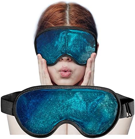 Охлаждаща Гел маска за очи с лед - за Многократна употреба Маска за очите, Маска за сън с една плюшена подложка от главоболие,