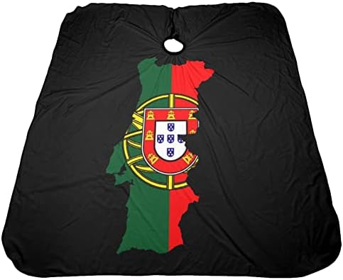 Португалски Флаг и Карта, Престилка За Прически, Наметало За Салон за Подстригване на Коса 55x66 Инча, Водоустойчив Регулируема