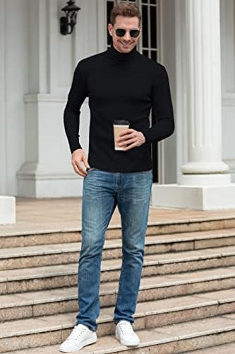 QZH.DUAO/ Мъжки Ежедневни Приталенные Пуловери-пуловери с високо Воротом, пуловери с обрат-модел и тениска с дълъг ръкав