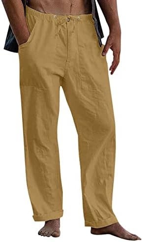 Мъжки панталони с джобове, Летни Панталони Свободно Намаляване в стил Бохо, Обикновена Панталони с Еластичен Ластик