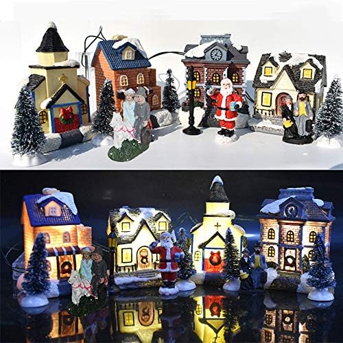 Aqxkit Нови Коледни Украси от Светещи Къща, в Комплект от 10 Теми, Малки Декорации За Дома, Набор от Подаръци,