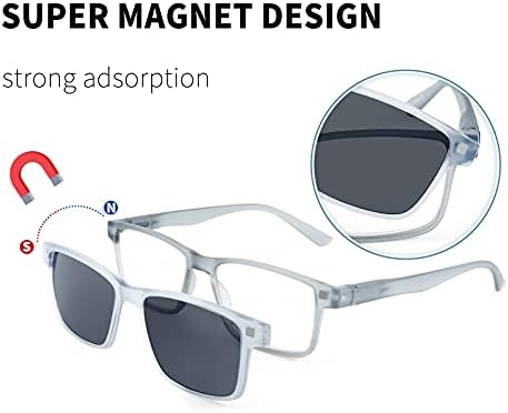WANWAN Очила за четене с кутия пролетта вериги за мъже и жени, магнитни поляризирани слънчеви очила за четене, стяга 2 в