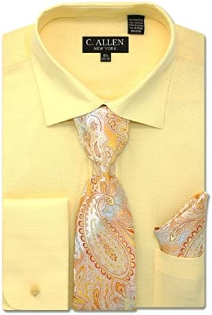 Allen C. Мъжки Обикновена Риза с Микро-Модел на Редовния Намаляване с Дълъг Ръкав и Вратовръзка-Носовым Шал, Ръкавели,