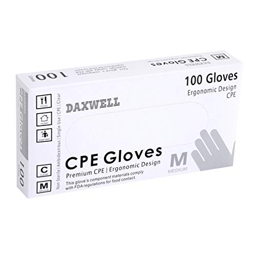 Ръкавици Daxwell Поли с релефни изображения от най-високо качество от полиетилен (НПО), Без прах, Средни, Прозрачни, F10000171B
