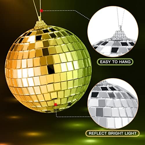 12 Опаковки 4-Инчов диско-светлото Огледало на света, Големият Сребърен Медальон Диско-Топка с Висящ Пръстен,
