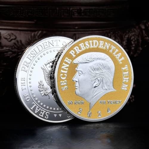 Оцветен Възпоменателна Златна монета Тръмп 2024 г., Медал Challenge, Икона на Президента на САЩ Тръмп, Колекционерски