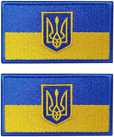 Toogod 2 Опаковки Ивици с Флага на Украйна и Емблема - 2 x 3.5 инча - Украинската нашивка с плетене на една