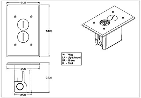 Arlington FLBR101BL-1 Комплект Подови електрически кутии с розетка и плоча, за Настилаемых пола, 1 Комплект, Черен, 1 опаковка,