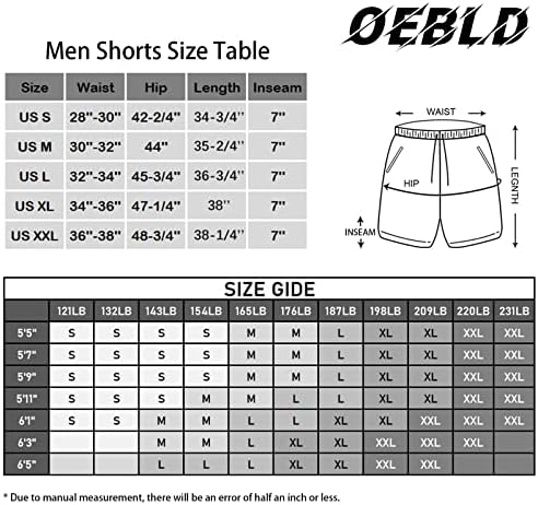 OEBLD Мъжки Спортни къси Панталони 2-в-1 За практикуване на фитнес и Джогинг 7 Шорти с линия за Кърпи