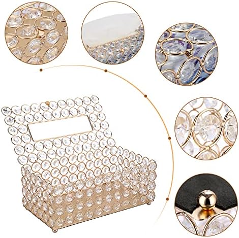 Капак Правоъгълна кутия за салфетки Sumnacon Crystal - Декоративен Стъклен Държач за Кърпички, Искрящи Държач за Кърпички