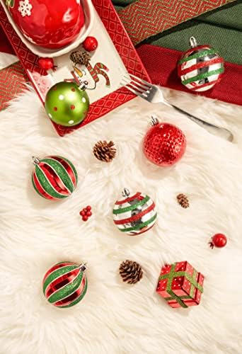 Severin Madelyn Червен Зелен Бял Коледен комплект (3 предмет) на 24-каратные декорация за коледни топки +