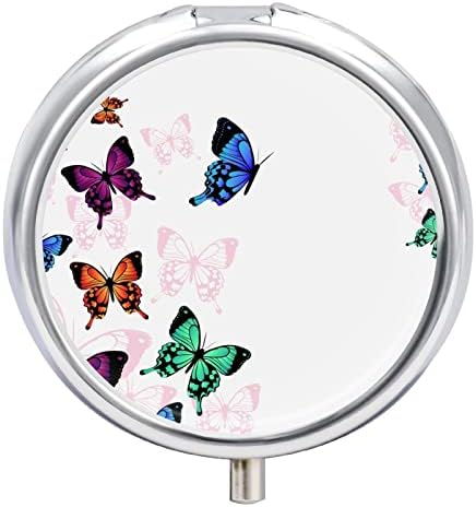 Кутия за Хапчета С Цветно Изображение на Пеперуда, през Цялата Калъф За Медицински Таблетки, Преносима Кутия за