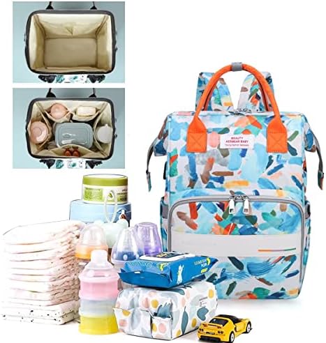 Чанта за памперси ZIOSINM - Чанта за бебешки Пелени, Раница с Утепленной чанта за бебешки Шишета, Модерен Раница за Памперси,