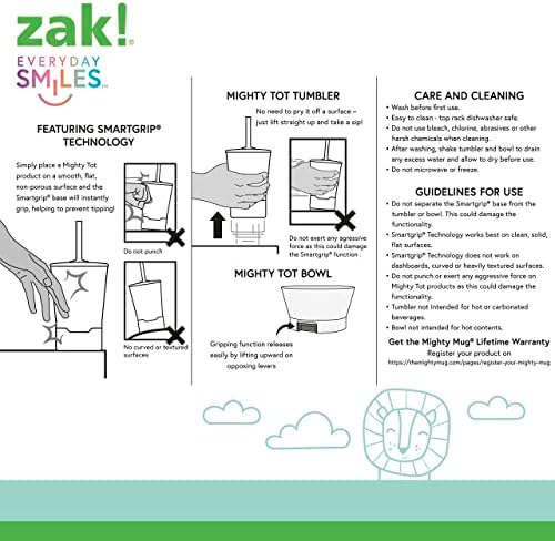 Детски комплект съдове за готвене Zak Designs Mighty Mug включва в себе си пластмасова чаша Mighty и купата Mighty със