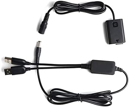 [Обновена версия на] Преносимото USB-кабел за захранване Echpow NP-FW50, съединител dc AC-PW20, фиктивен батерия FW50, съвместим