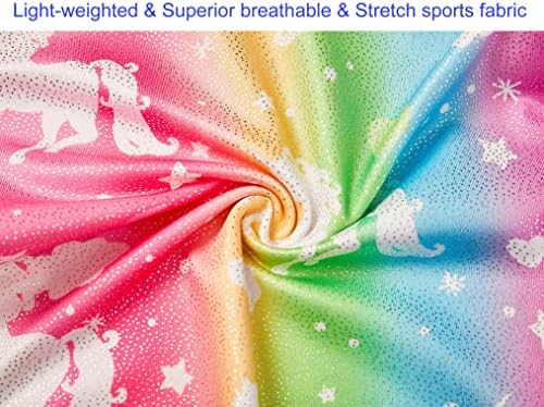Комплект Гимнастика Трика за момичета Rainbow Unicorn и Малки деца Galaxy Gym Biketard Размер 2t 3t