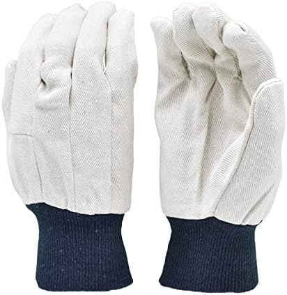 G & F Products 7407L-12 Мъжки Работни Ръкавици от памучен брезент, се Продават дюжинами, Големи, Бели, 12 двойки