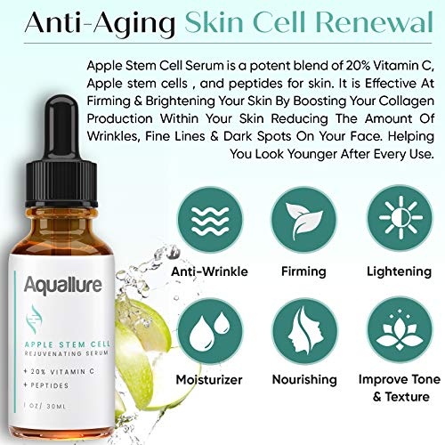 Чисто НОВ! Подмладяване серум Aquallure със стволови клетки от ябълка - Хидратиращ терапия за лице с витамин С