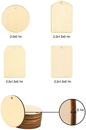 100 Опаковки дървени подарък бирок Непълни, Joyavo Празни Дървени Етикети, Етикети за Бродерия с дупка и 20-метров джутовым