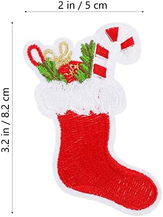 Scicalife 10 бр. Коледни Ленти от Желязо, Коледни Чорапи, Бродирани Ленти, Апликации Sew-Ленти за Дънки, Раници,