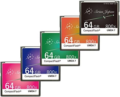 Карта памет Sirius DSC-64GGR CF, 64 GB, Зелен, 5 цвята за избор, Компактна флаш карта, скорост на 800x
