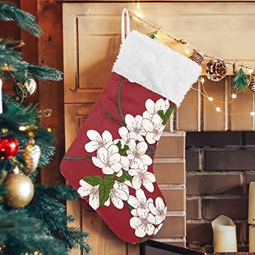 Коледни Чорапи ALAZA с Цветя модел Цветя Череши, Класически Персонализирани Големи Чулочные Украса за Семейни Тържества, декорация