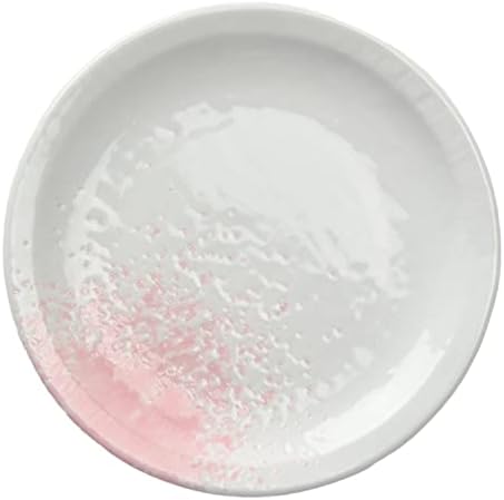 Комплект от 10 теми, Розово, Выдутый върху бял порцелан, Кръгла чиния 4,5 размер на джанта [5,3 x 0,7 инча (135 x 17 мм)
