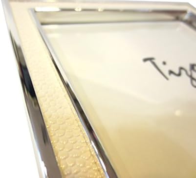 Сребърна рамка Tizo 5 X 7 инча с Бяла Кожена вложка, Произведено в Италия