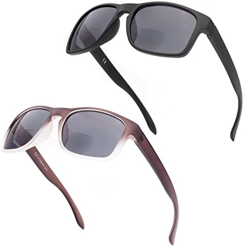 Бифокални Очила ESAVIA за Мъже, Слънчеви Очила с Обтеканием, Големи Квадратни Очила За четене С Преход, Защита от