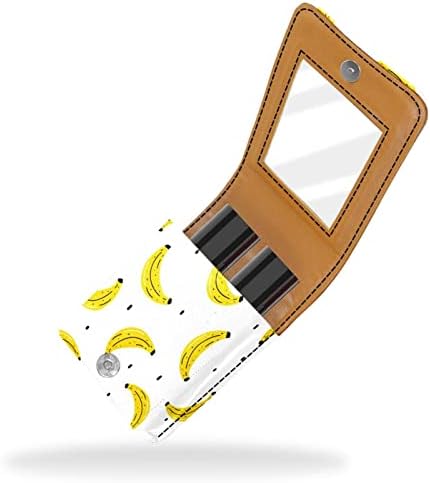 Жълт банан модел на летните плодове червило калъф с огледало за чантата за преносим притежателя калъф организация