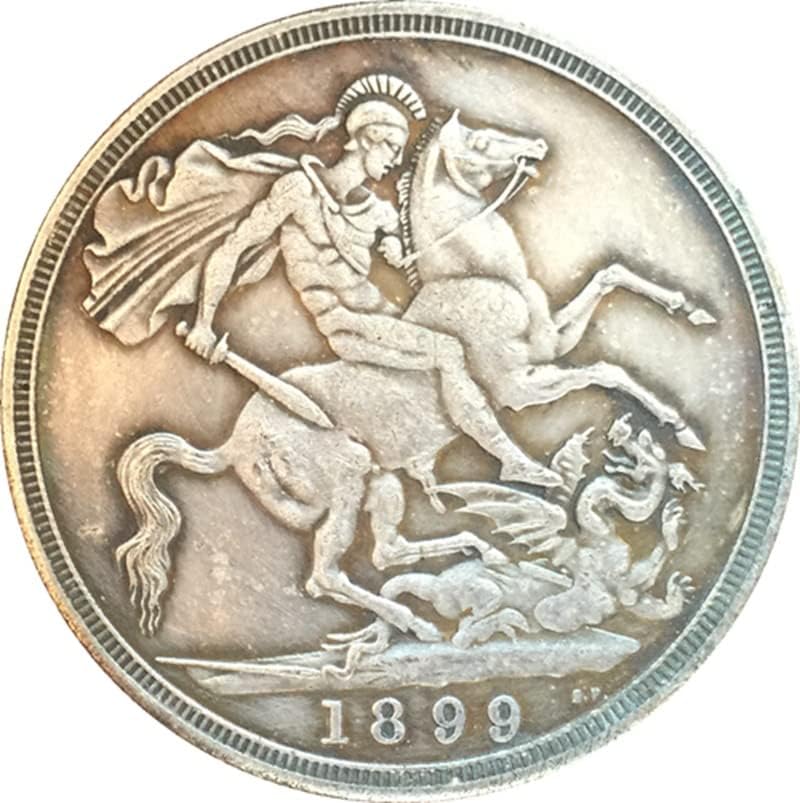 7 Различни Дати Британски Викториански Монети от Сребро, Покрити със Сребро, Стари Сребърни Долара на монети